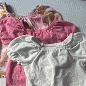 Cat & Jack Girls' Puff-Sleeve Top Set - Pink, White & Pastel Pattern